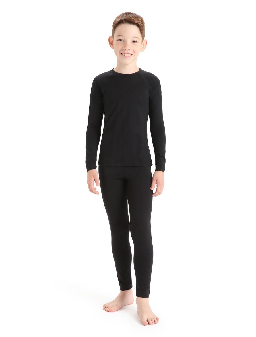 Black Icebreaker Merino 200 Oasis Crewe Thermal Top Kids' Long Sleeve | AU 1945KORI